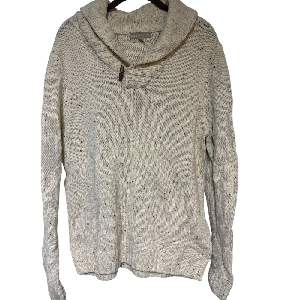 Grayson & Dunn Speckled‎ Shawl Collar Sweater Men's  Wool Blend Elbow Patches L